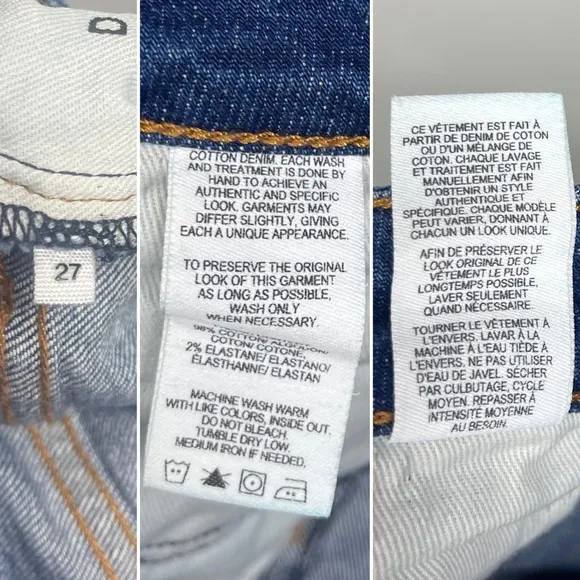 Derek Lam 10 Crosby Mila Mid Rise Girlfriend Patchwork Released Hem Jeans 27