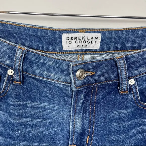 Derek Lam 10 Crosby Mila Mid Rise Girlfriend Patchwork Released Hem Jeans 27