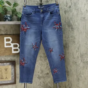 DG2 by Diane Gilman DG2 By Diane Gilman Womens Embellished Crop Jeans Blue 12P