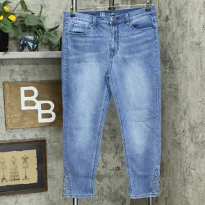 DG2 by Diane Gilman Studded Side Gusset Cropped Skinny Jeans Midtone 12