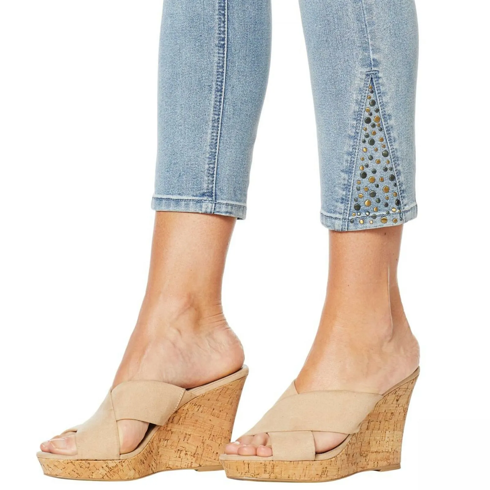 DG2 by Diane Gilman Women's Cropped Skinny Jeans With Studded Side Gusset