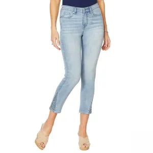 DG2 by Diane Gilman Women's Cropped Skinny Jeans With Studded Side Gusset