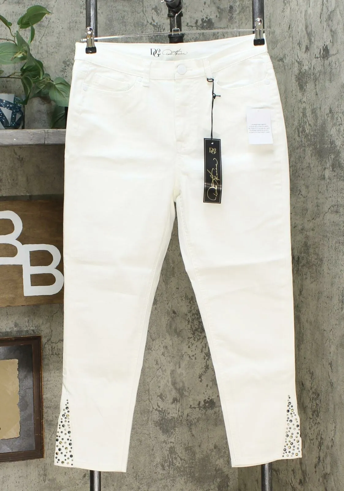 DG2 by Diane Gilman Women's Cropped Skinny Jeans with Studded Side Gusset