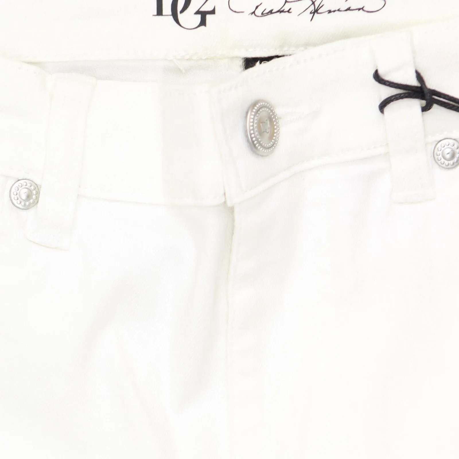 DG2 by Diane Gilman Womens Embellished Side Stripe Fringe-Hem Jean White 8