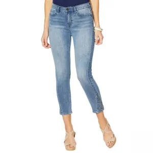 DG2 by Diane Gilman Women's Studded Side Gusset Cropped Skinny Jeans