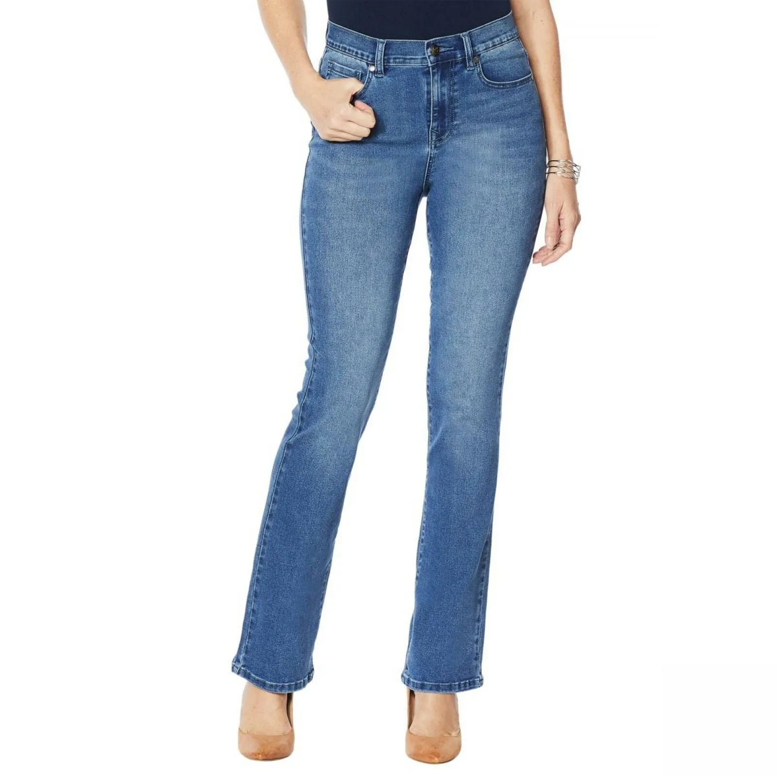 DG2 by Diane Gilman Women's Tall Boot Cut Embellished Pockets Jean