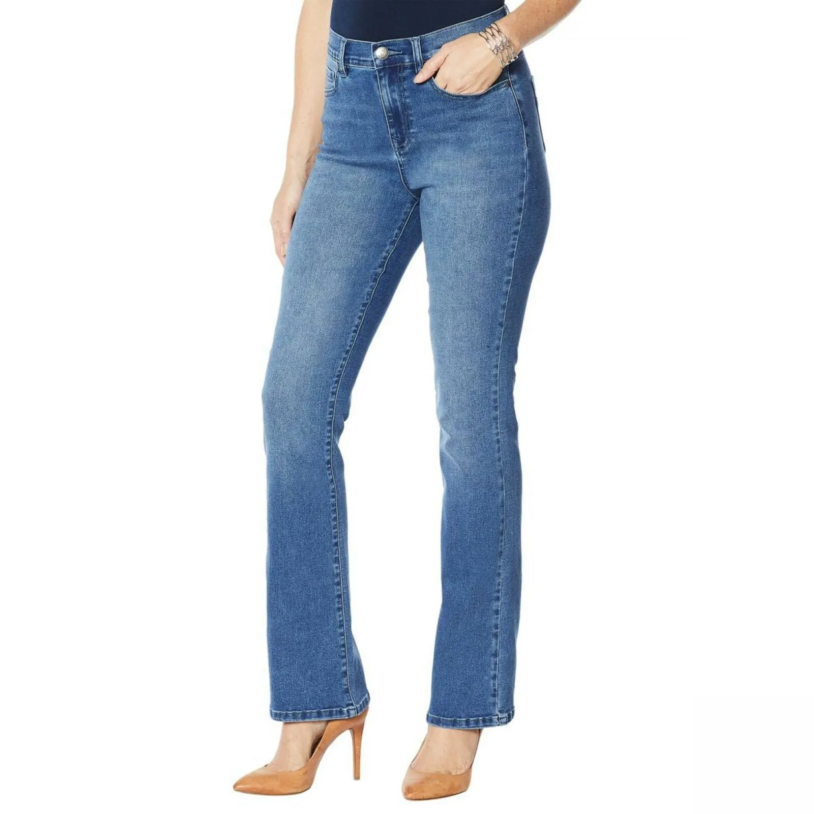 DG2 by Diane Gilman Women's Tall Boot Cut Embellished Pockets Jean