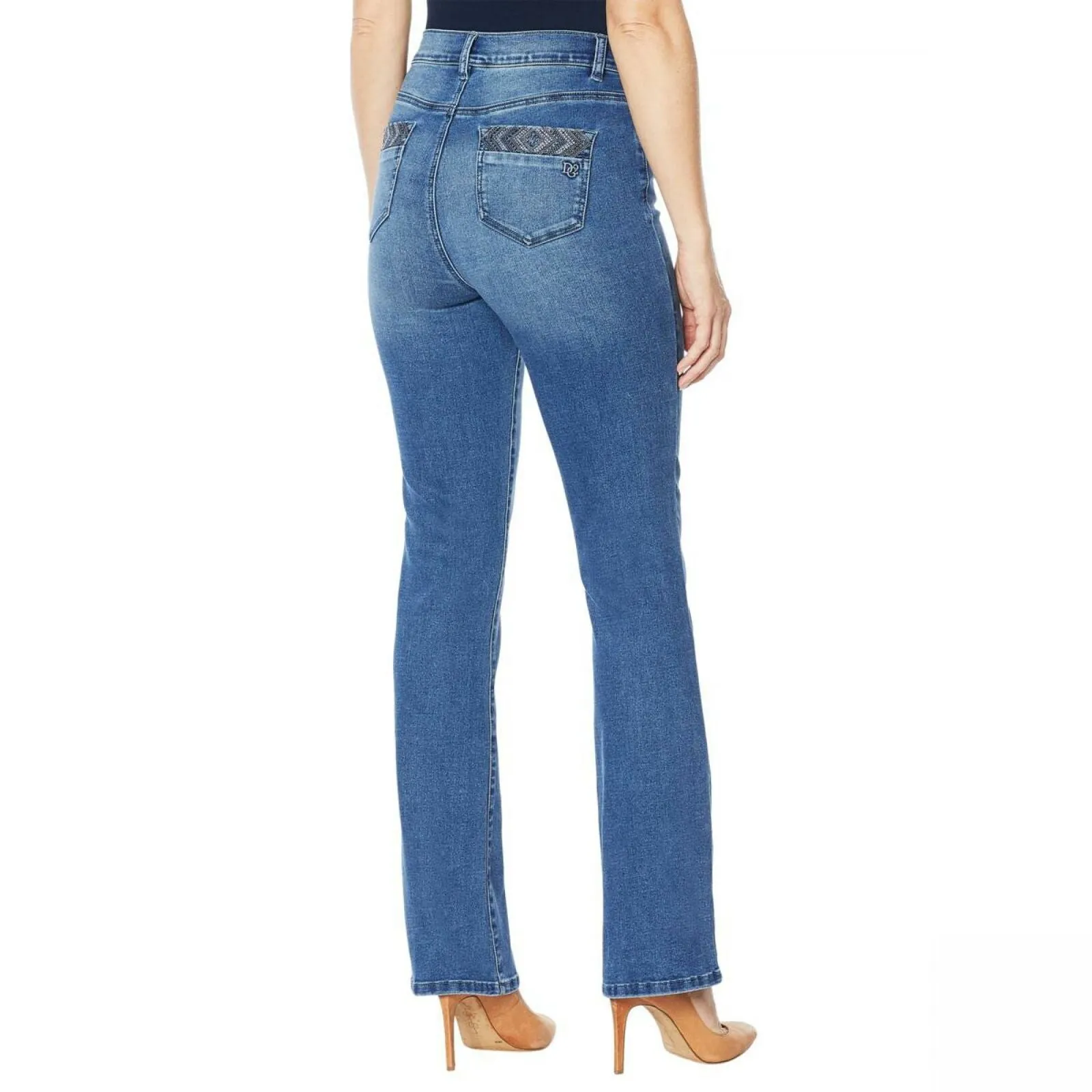 DG2 by Diane Gilman Women's Tall Boot Cut Embellished Pockets Jean
