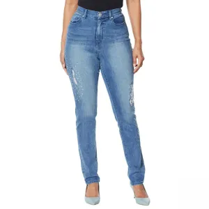 DG2 by Diane Gilman Women's Tall Embellished Distressed Anniversary Jeans