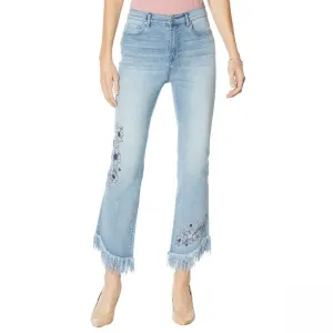 DG2 by Diane Gilman Women's Tall Embellished Fringe Hem Cropped Jeans
