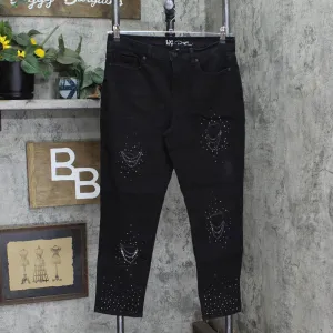 Dg2 Womens Classic Stretch Embellished Destructed Skinny Jean 703313 Black 10P