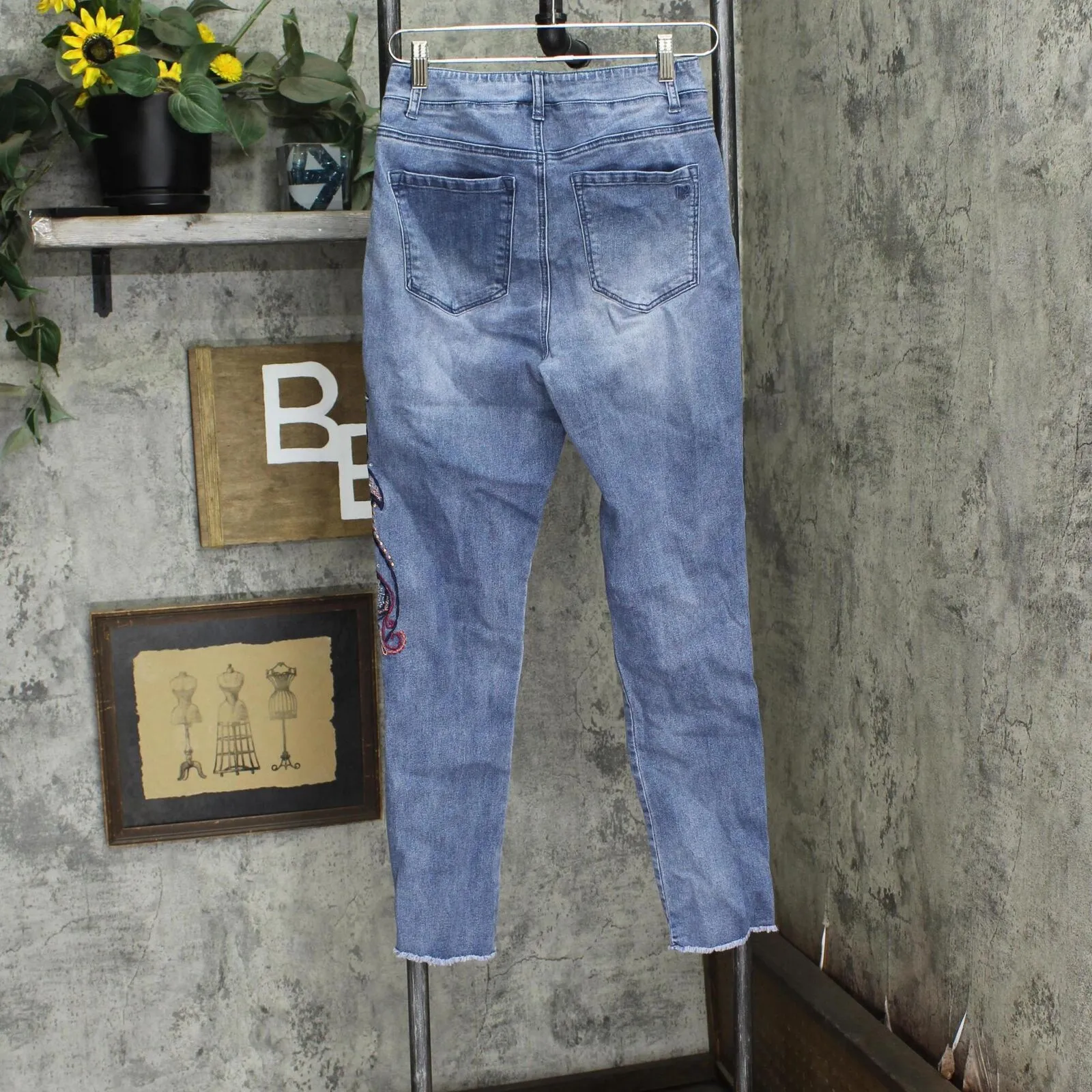 DG2 Womens Embellished Distressed Pull On Jeans 166df06e825670 Blue S Tall