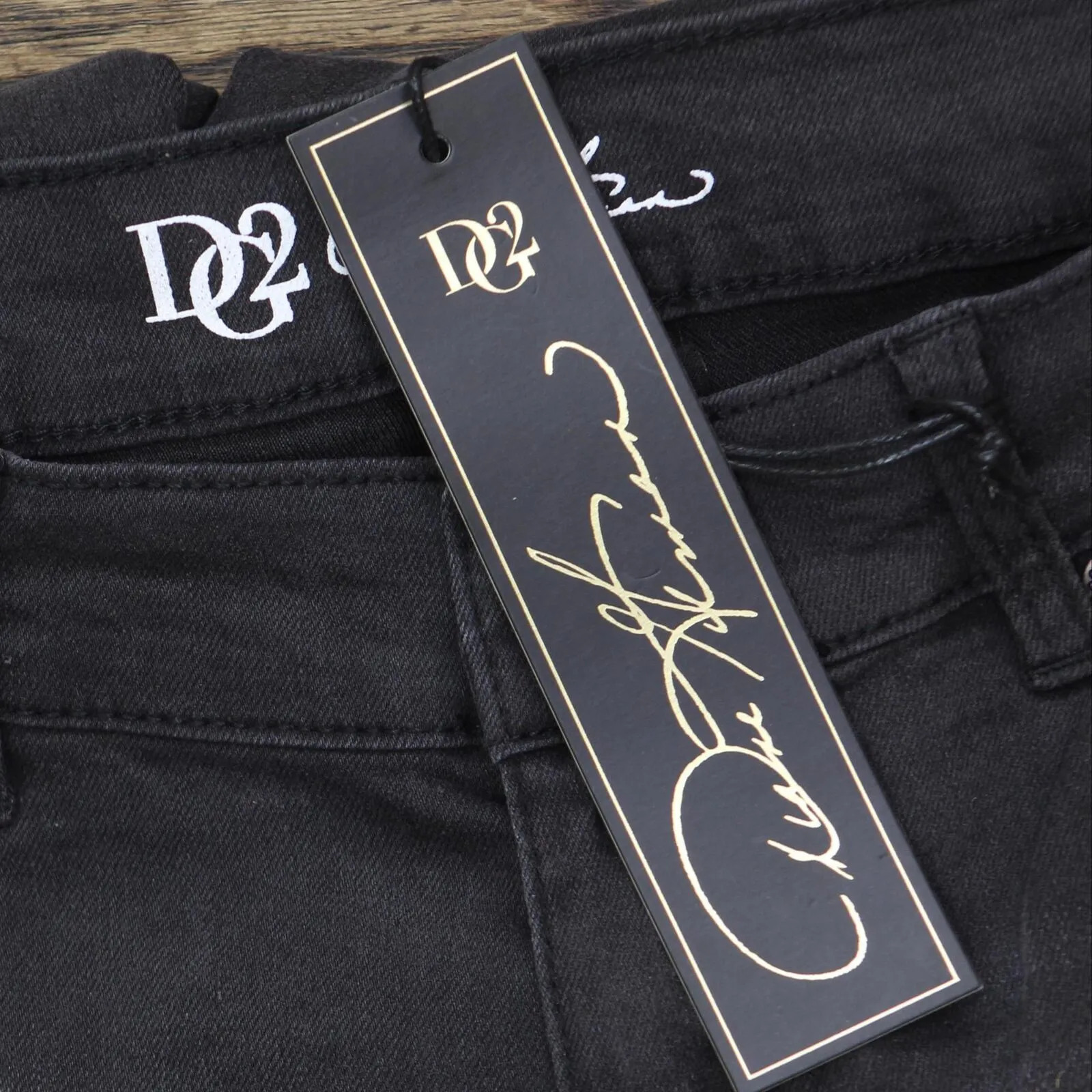 DG2 Womens Leopard Print Embellished Straight Leg Jeans Black Animal 14