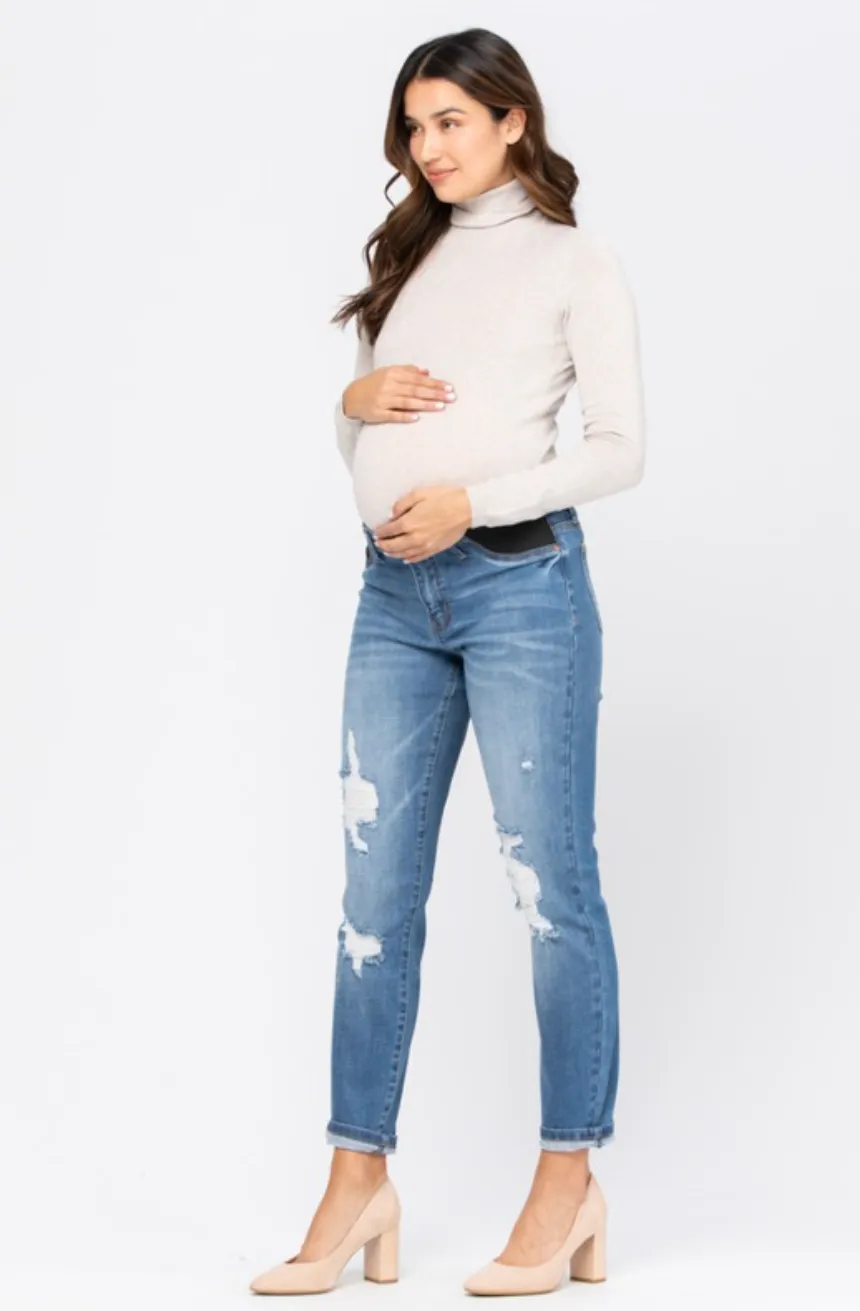 Distressed Boyfriend Maternity Jeans