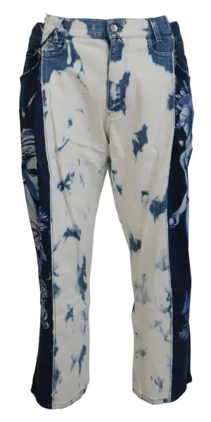 Dolce & Gabbana Elegant Loose Fit Denim Pants with Unique Print