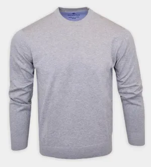 Donald Ross Mens SUPER GOLF SUPER FINE Cotton Crew Neck Sweater - HEATHER GREY