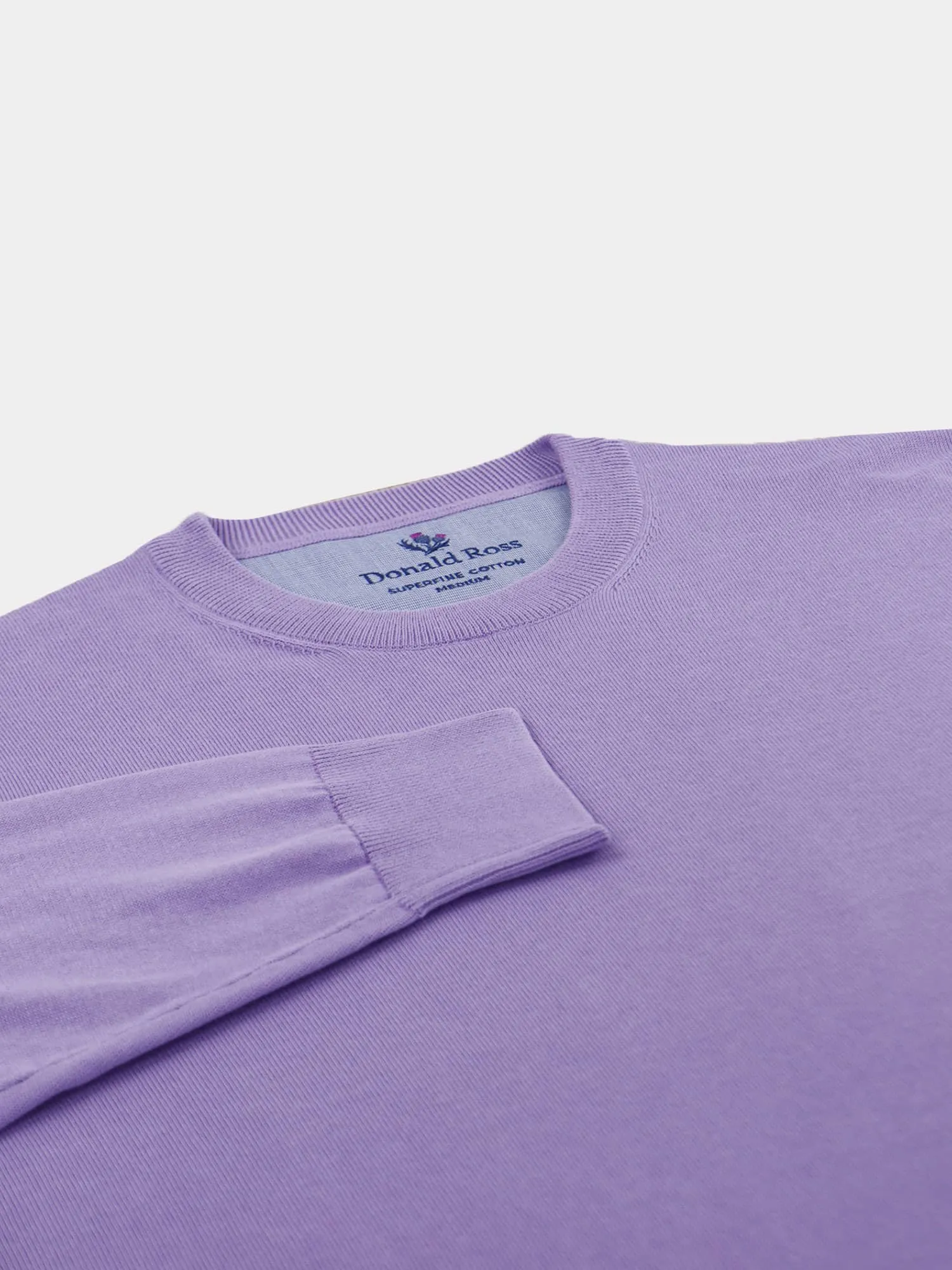 Donald Ross Mens SUPER GOLF SUPER FINE Cotton Crew Neck Sweater - LILAC