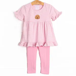 Doodle Days Embroidered Legging Set, Pink