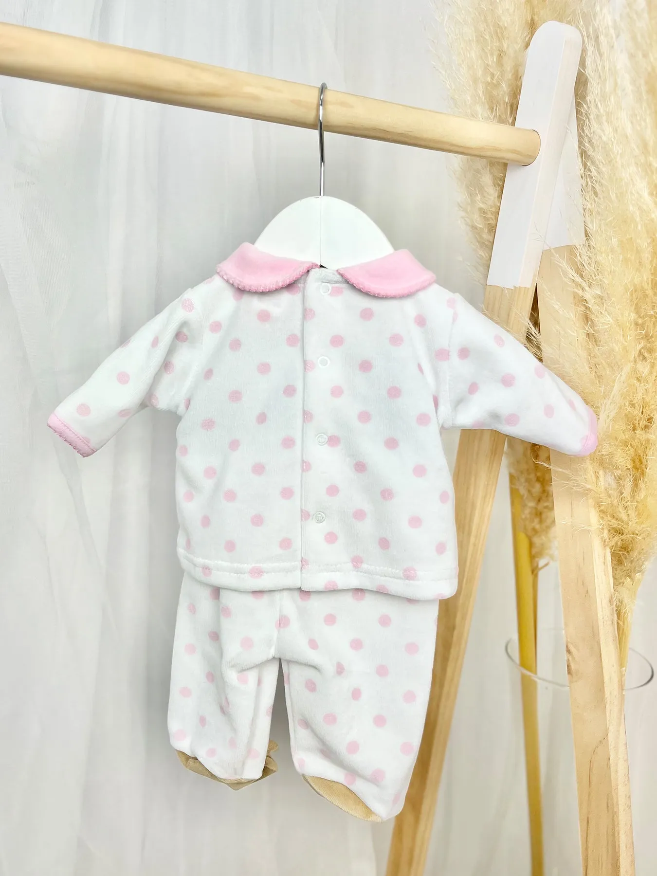Dotty Teddy Velour Outfit Set - 2 Colours