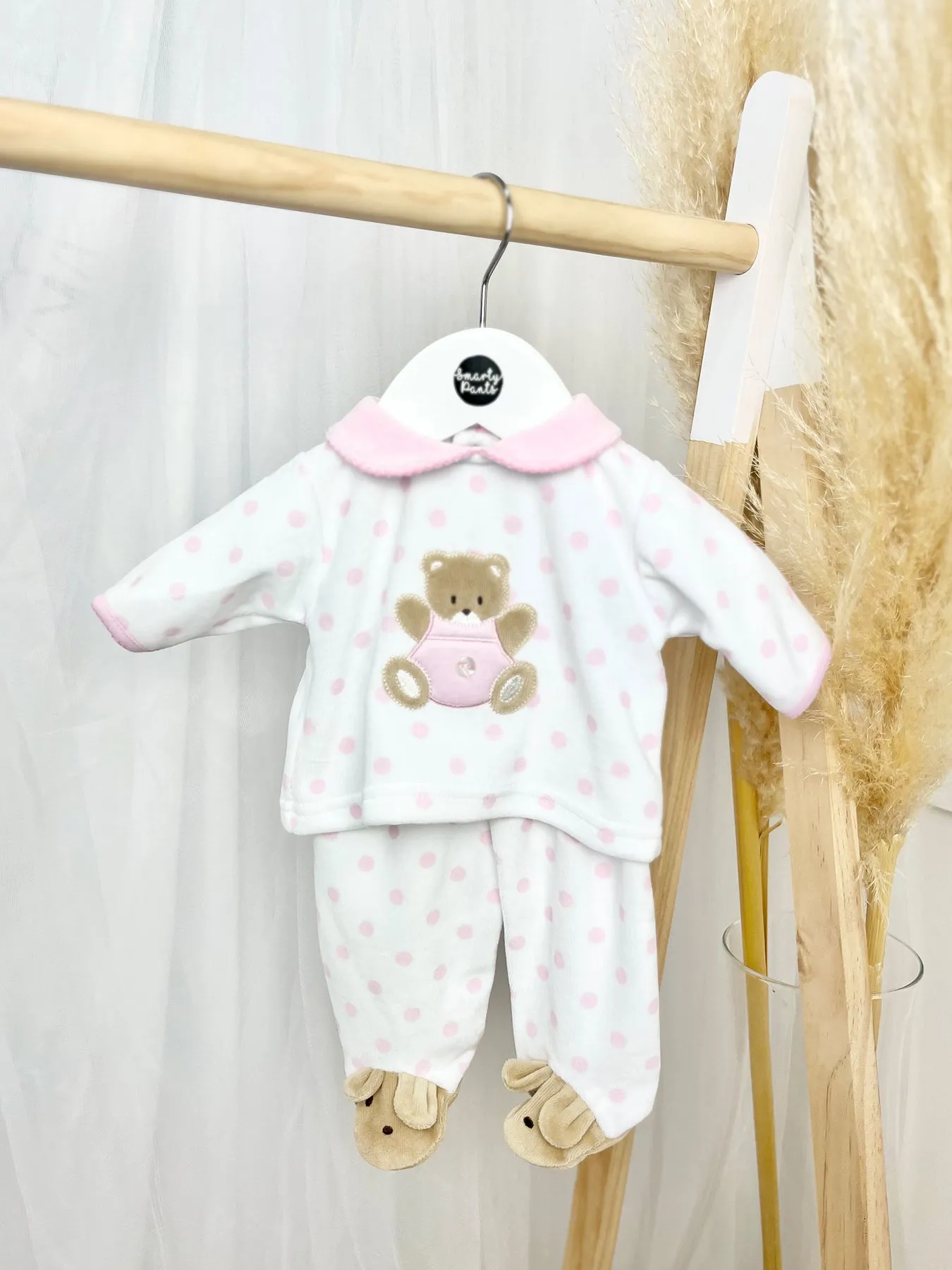 Dotty Teddy Velour Outfit Set - 2 Colours