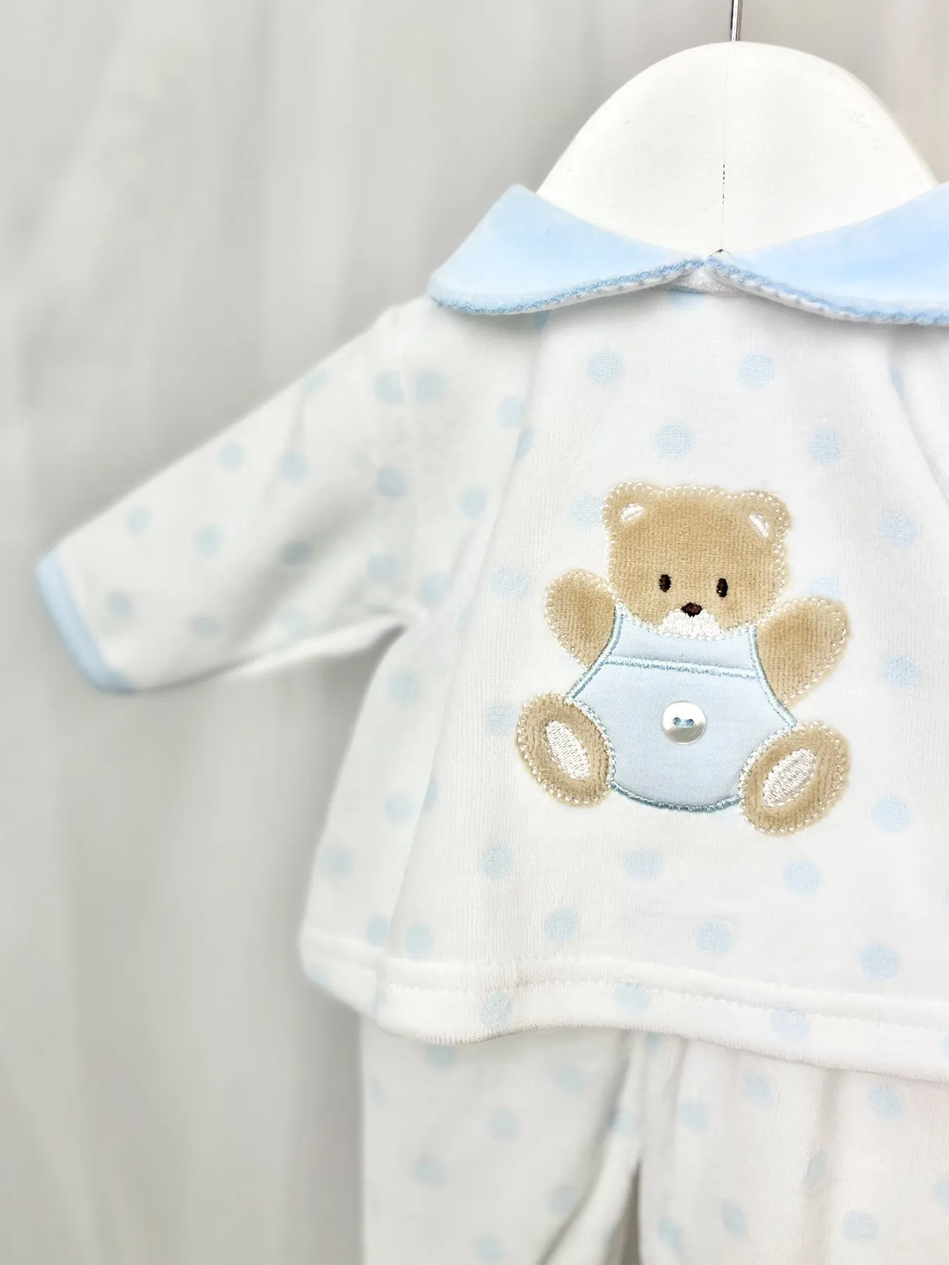 Dotty Teddy Velour Outfit Set - 2 Colours