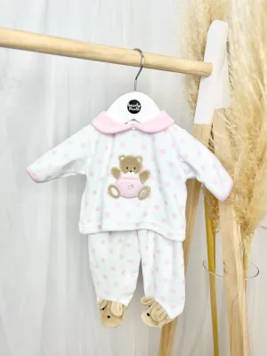 Dotty Teddy Velour Outfit Set - 2 Colours