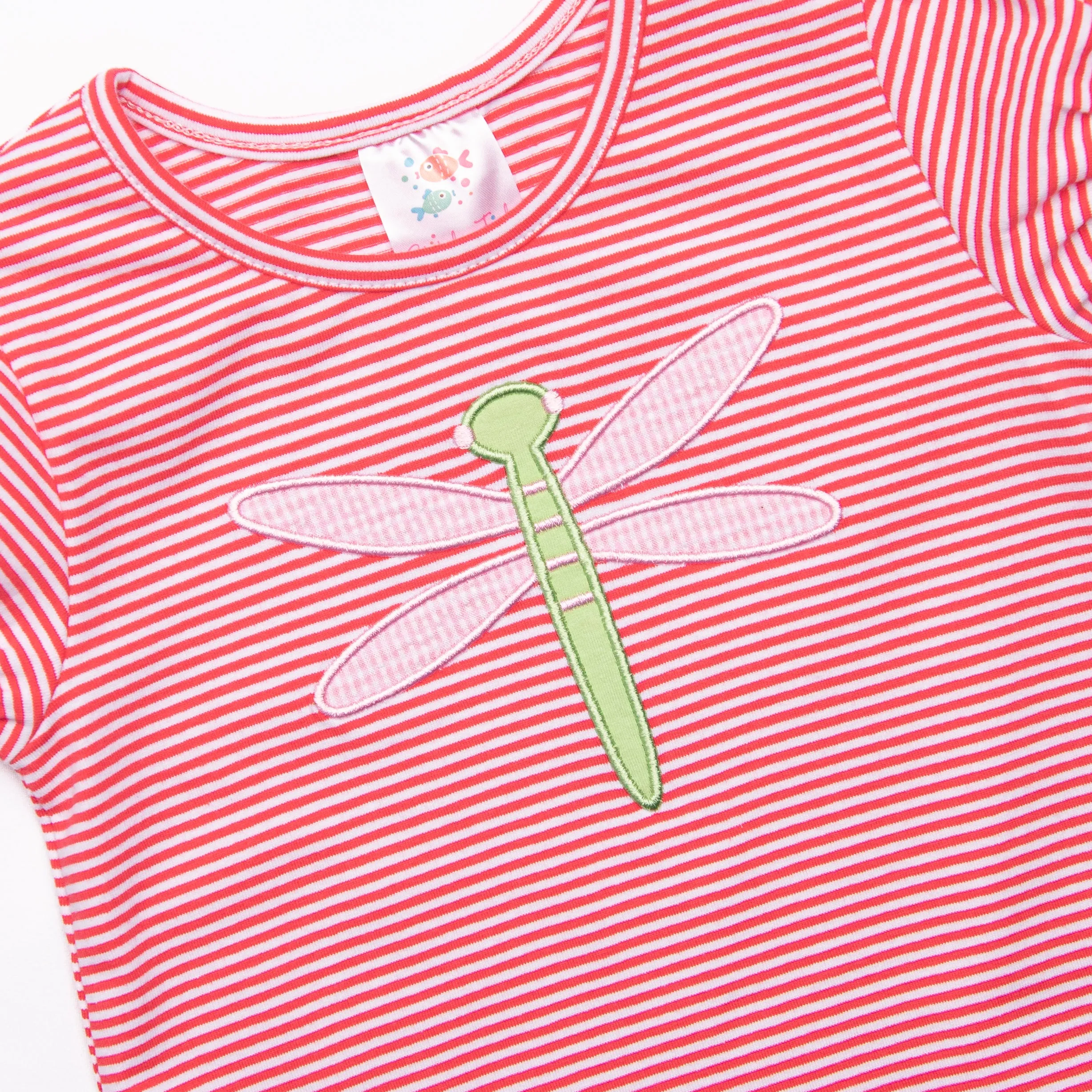 Dragonfly Days Applique Ruffle Short Set, Red