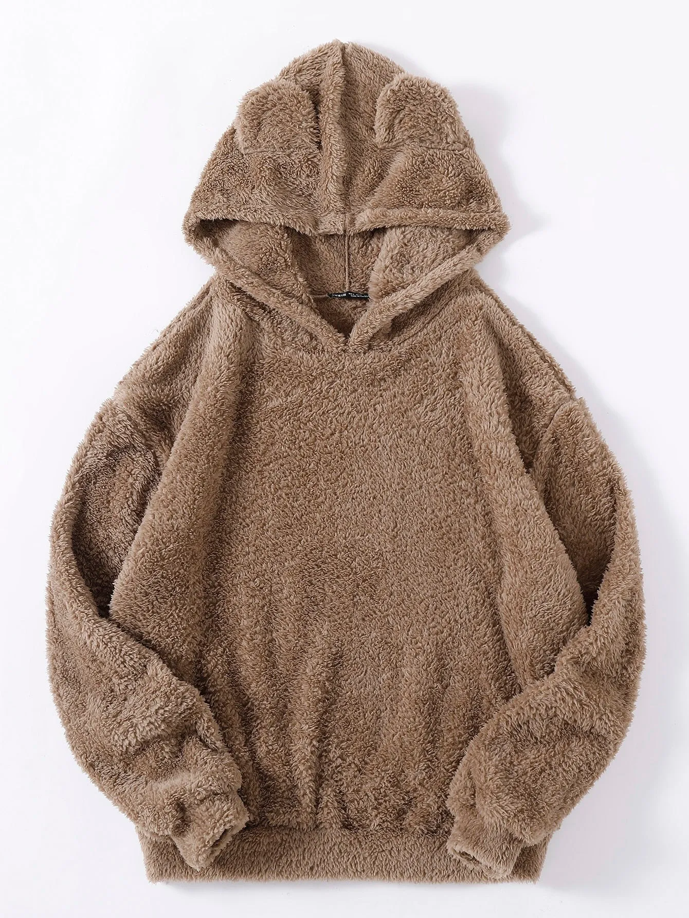 Drop Shoulder 3D Ear Teddy Hoodie