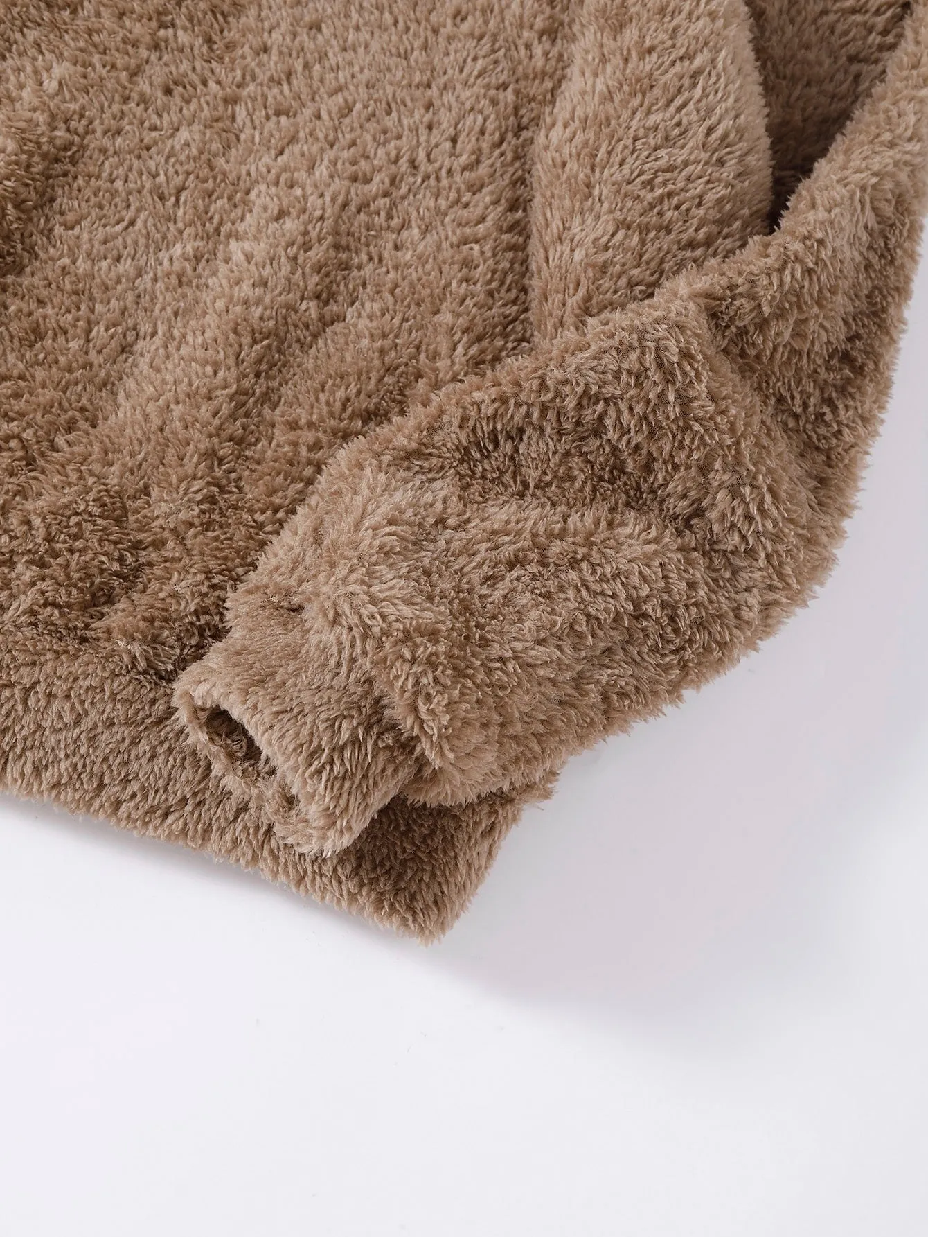 Drop Shoulder 3D Ear Teddy Hoodie