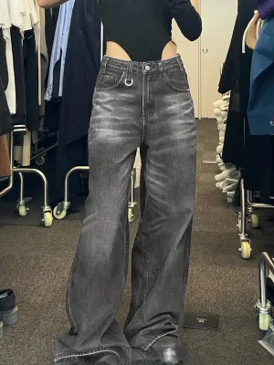 Dunkle Hip Hop Gewaschene Baggy Boyfriend Jeans