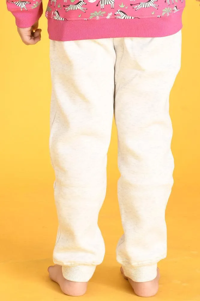 ECRU MELANGE GIRLS FLEECE JOGGER - GREY