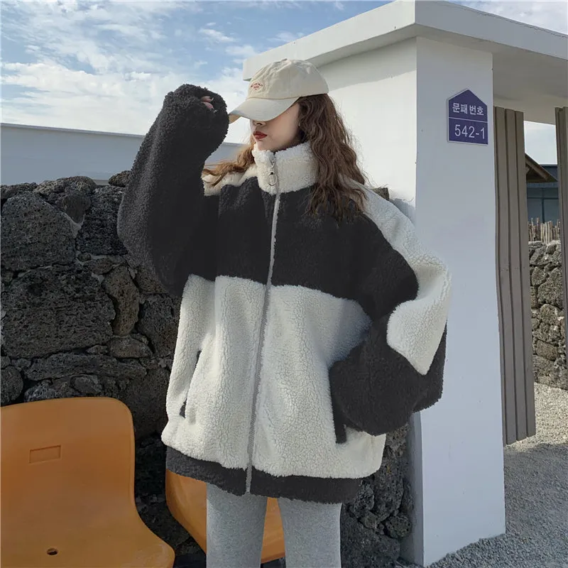 Elegant Color Faux Fur Warm Zipper Jacket