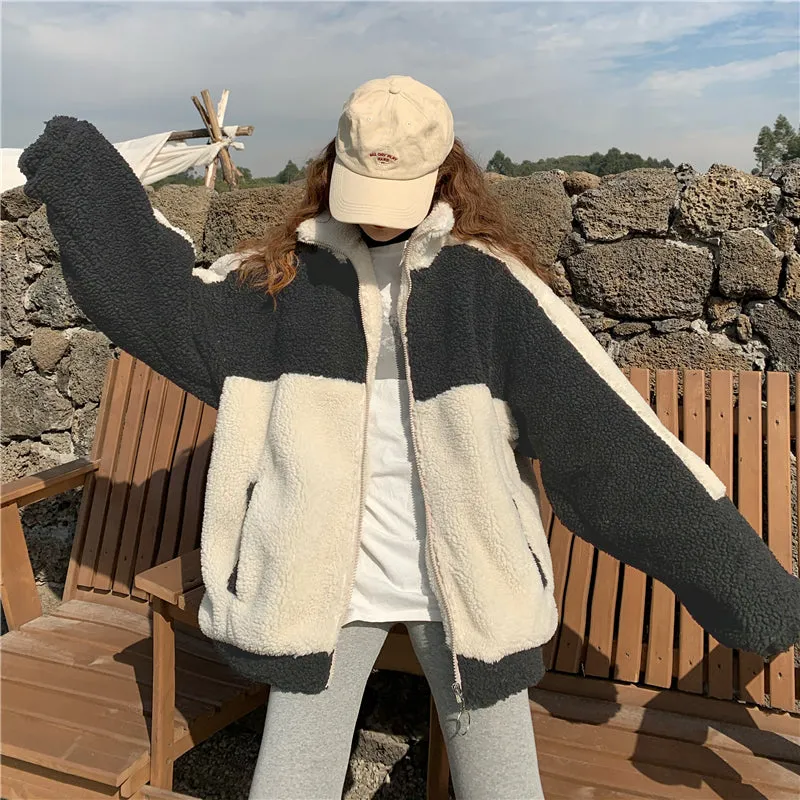 Elegant Color Faux Fur Warm Zipper Jacket
