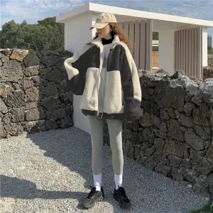 Elegant Color Faux Fur Warm Zipper Jacket