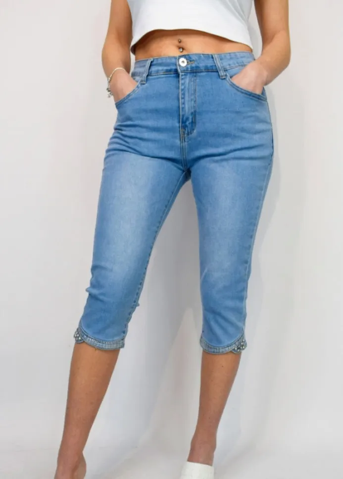 Embellished Capri Jeans