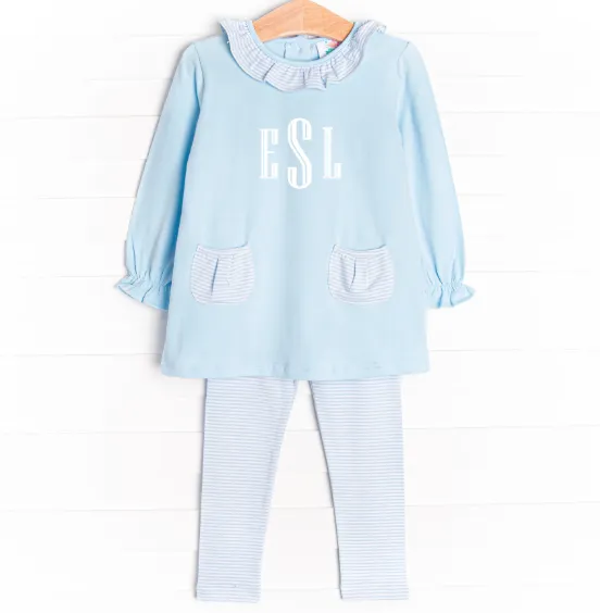 Emory Legging Set, Blue Stripe