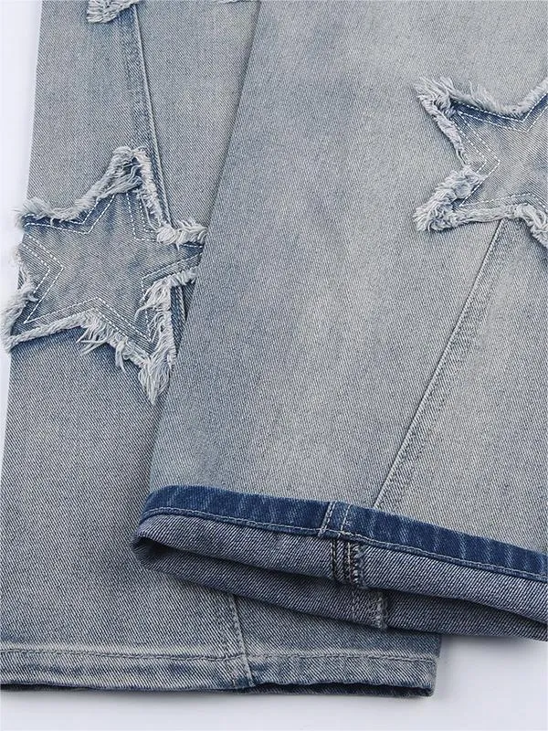 Faded vintage boyfriend jeans with star patch