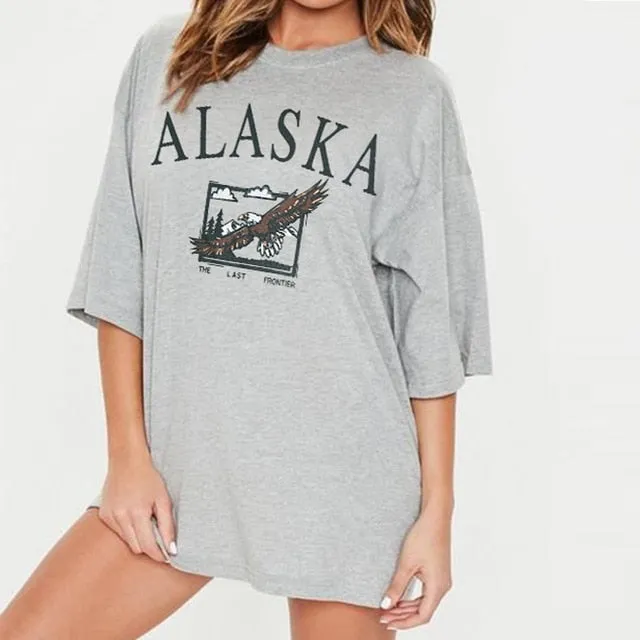 Fashion women's cotton Stand collar half zipper letter printing long sleeve sweatshirts Vintage Grey casual loose sweatshirt