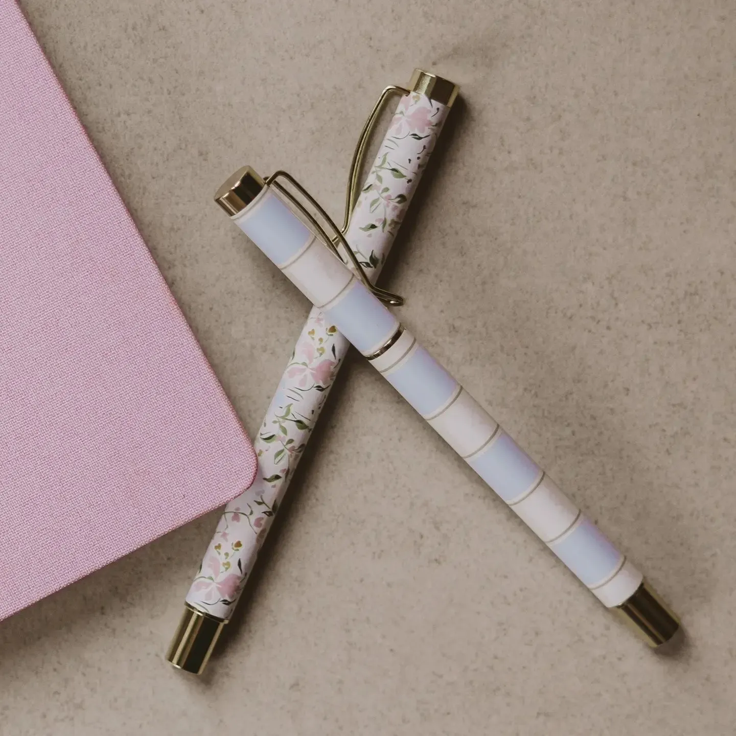 Floral & Striped Pen Set
