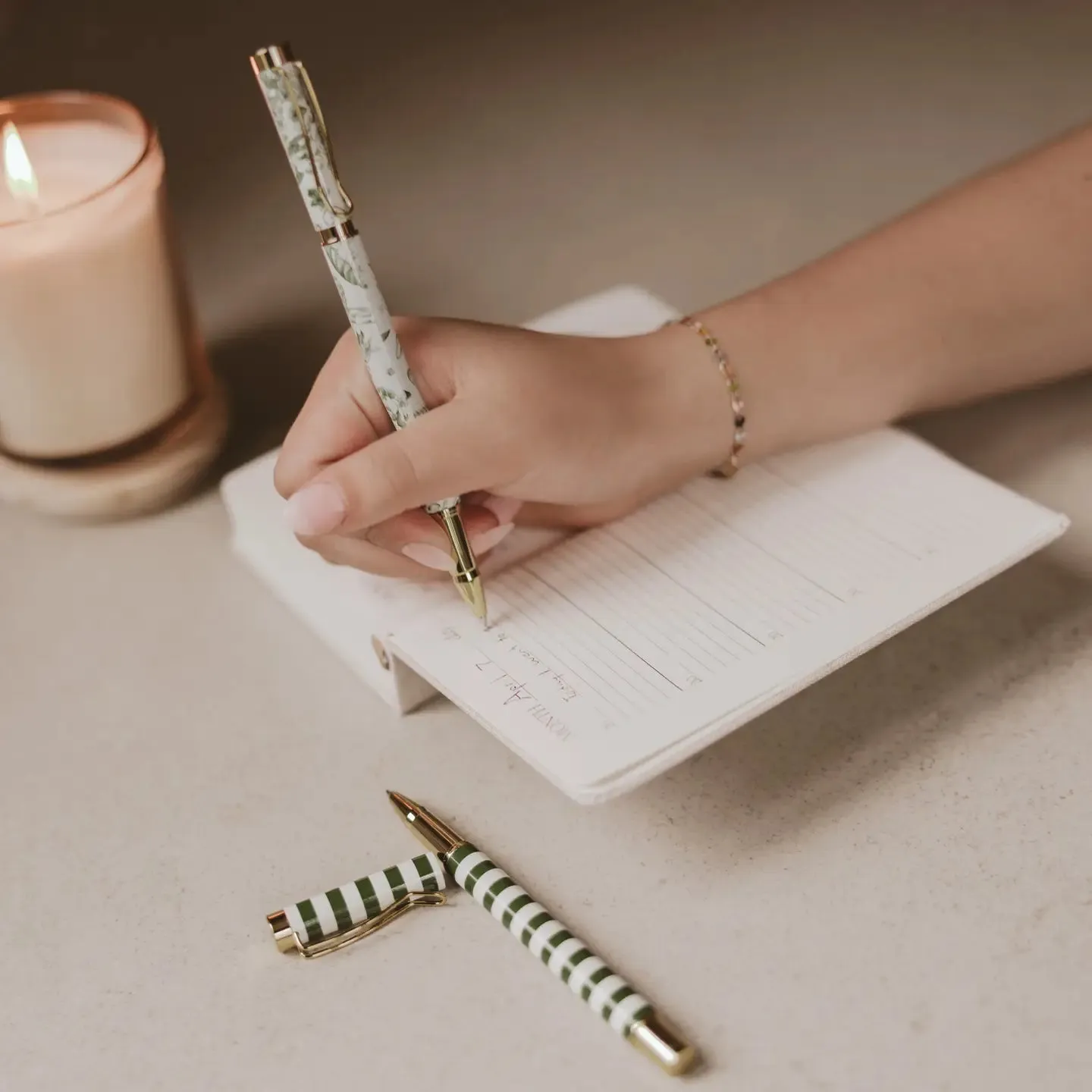 Floral & Striped Pen Set