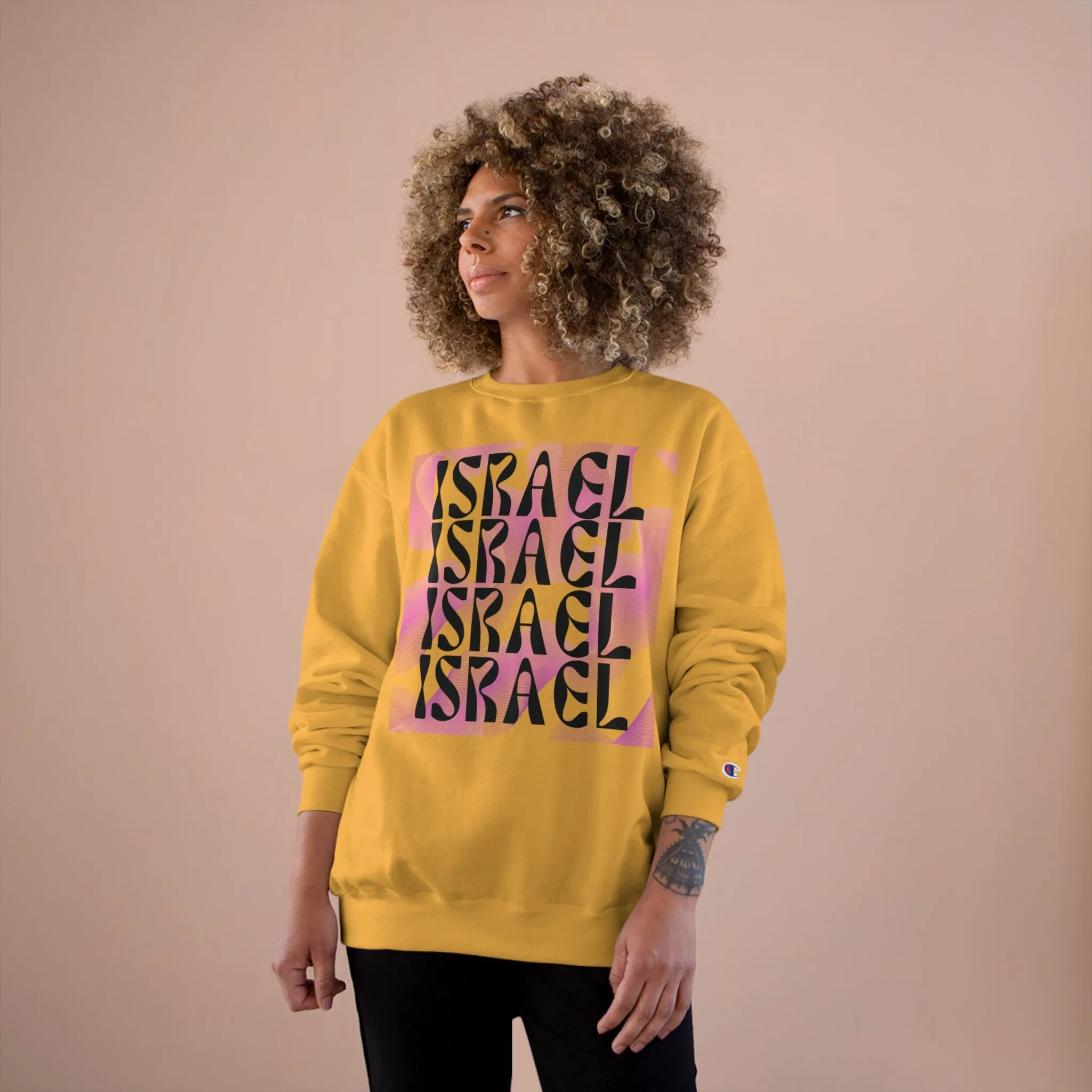 Flow & Squiggle Israel Pink & Coral Square Champion Sweatshirt