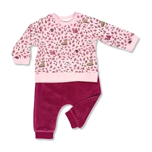 Forest Animals - Velour Sweatshirt And Pants - Set For Girls