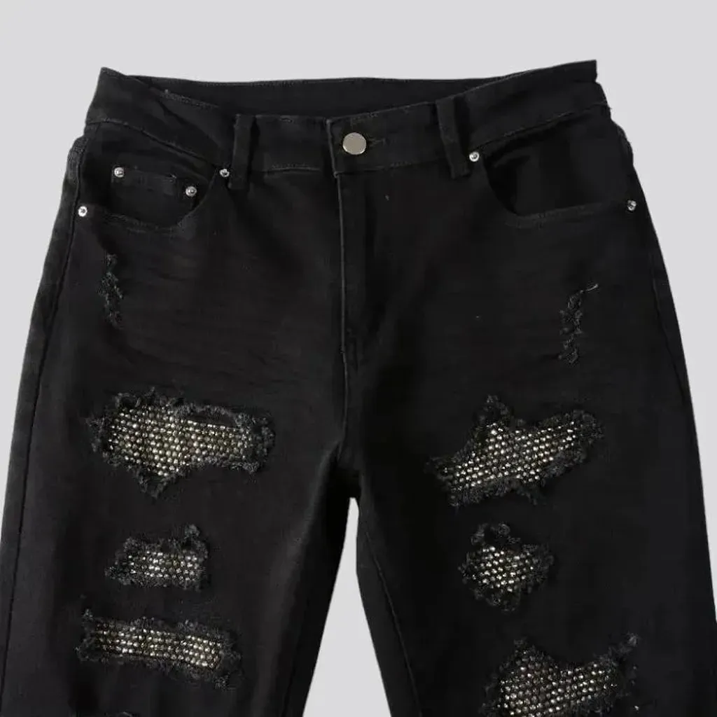 Frayed y2k jeans
 for men
