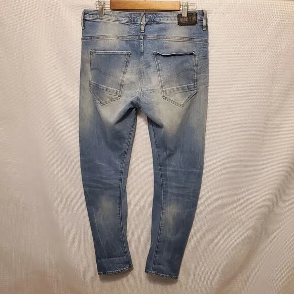 G-STAR Arc 3D Low Boyfriend Jeans Women's W28/L32 Whiskers Faded Zip Barrel Leg