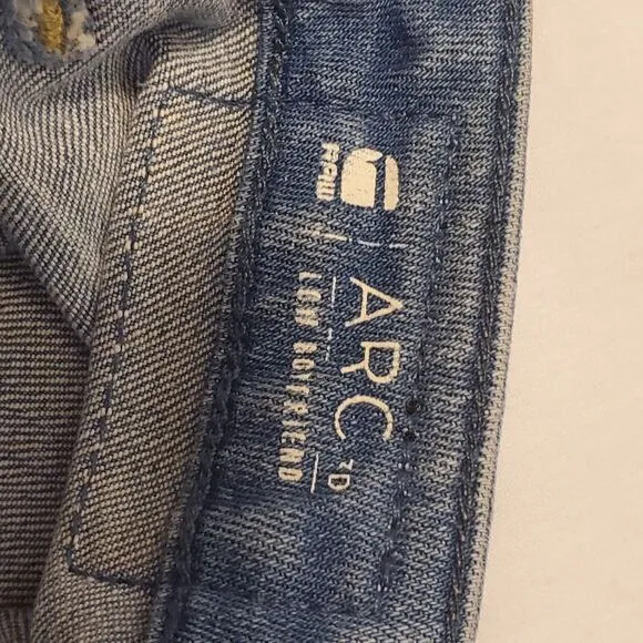G-STAR Arc 3D Low Boyfriend Jeans Women's W28/L32 Whiskers Faded Zip Barrel Leg