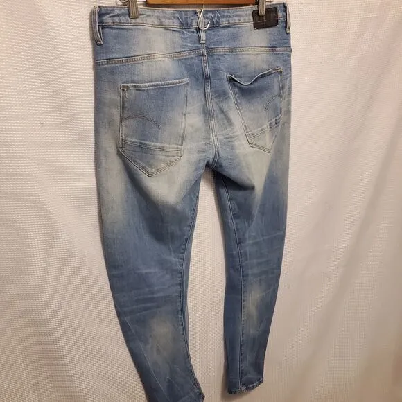 G-STAR Arc 3D Low Boyfriend Jeans Women's W28/L32 Whiskers Faded Zip Barrel Leg
