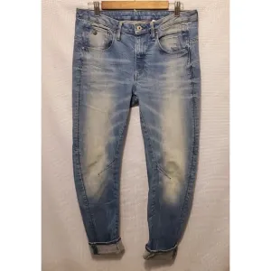 G-STAR Arc 3D Low Boyfriend Jeans Women's W28/L32 Whiskers Faded Zip Barrel Leg