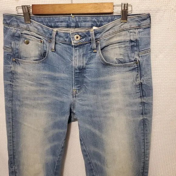 G-STAR Arc 3D Low Boyfriend Jeans Women's W28/L32 Whiskers Faded Zip Barrel Leg