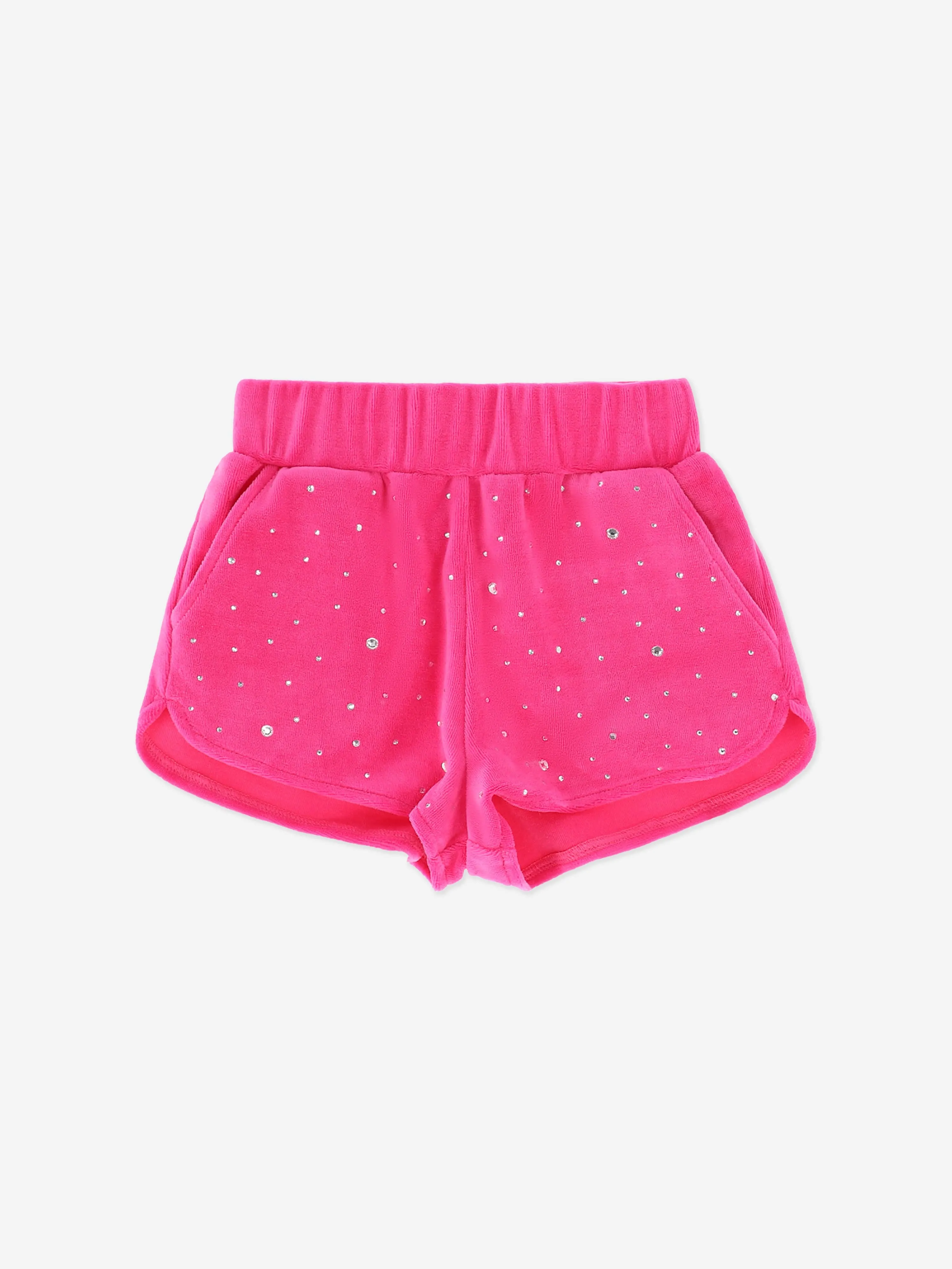 Girls Bijou Crystal Velour Short Set in Pink