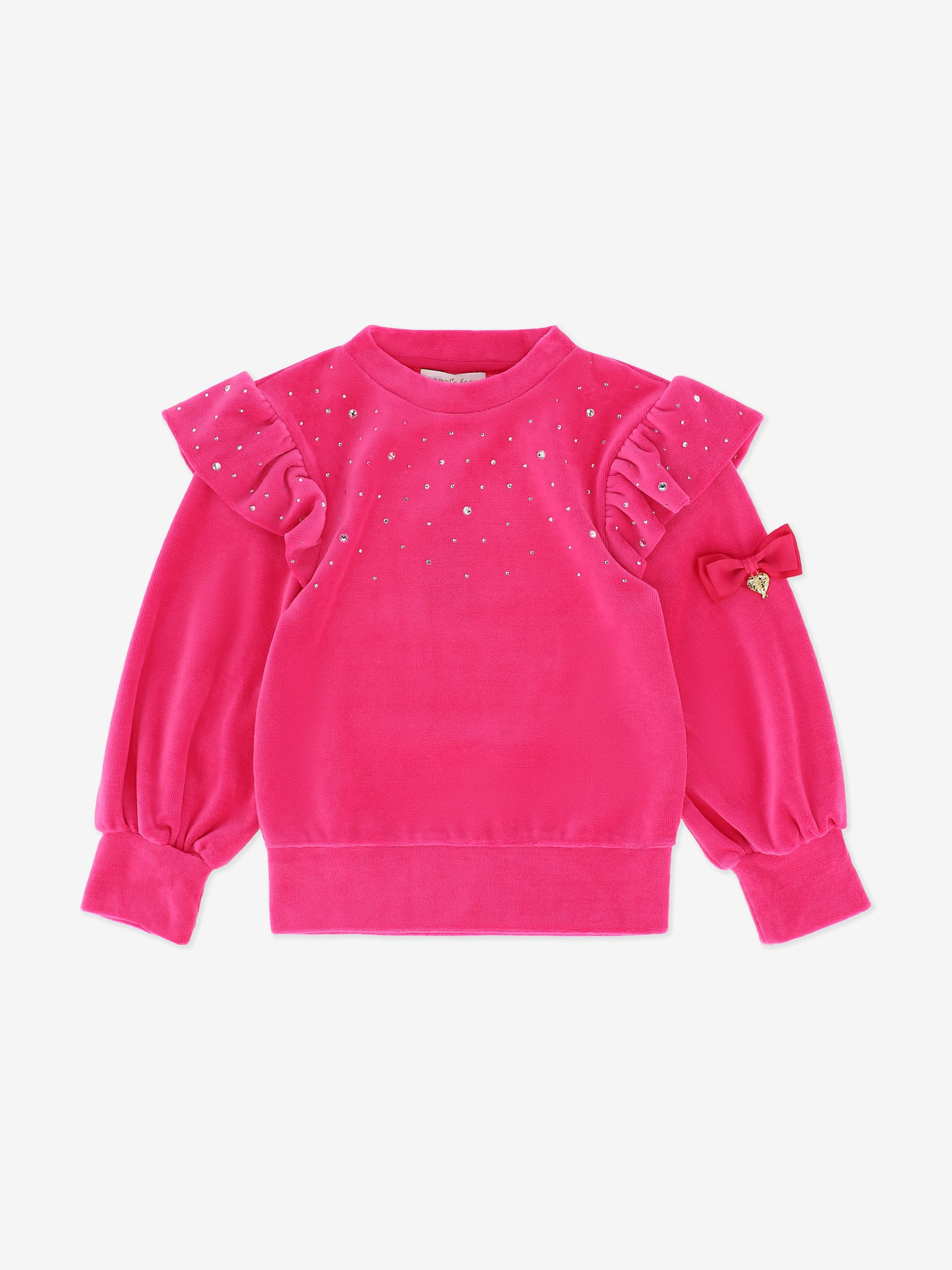 Girls Bijou Crystal Velour Short Set in Pink